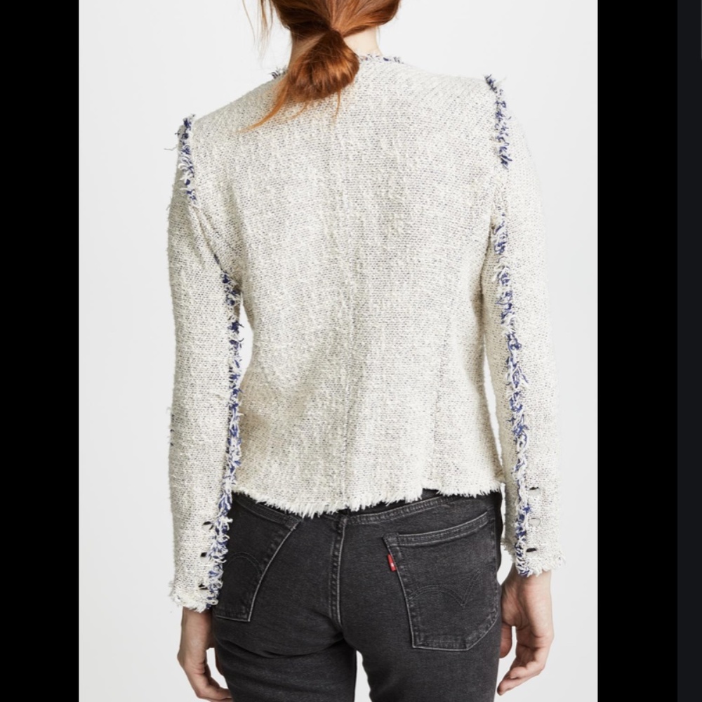 Agnette Tweed Jacket In White Blue - Picture 2 of 6